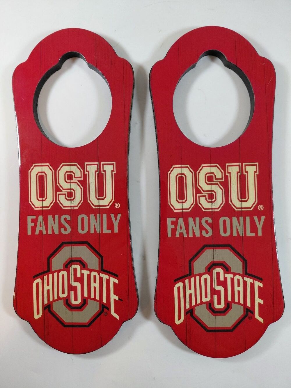 Ohio State Buckeyes OSU Fans Only Wood Door Hanger Set NCAA Officially Licensed